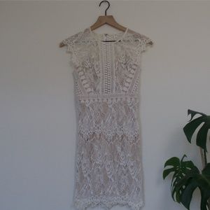 short white lace dress size small